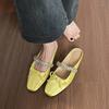 6579-5 Bow Rhinestone Bag Head Half Slippers Female Thick Heel French Fairy Wind Cool Slippers Female