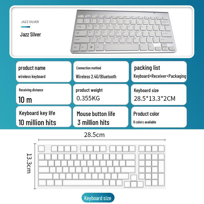 Ultra-Thin 2.4G Wireless Mini Scissor Keyboard for Desktop and Tablet