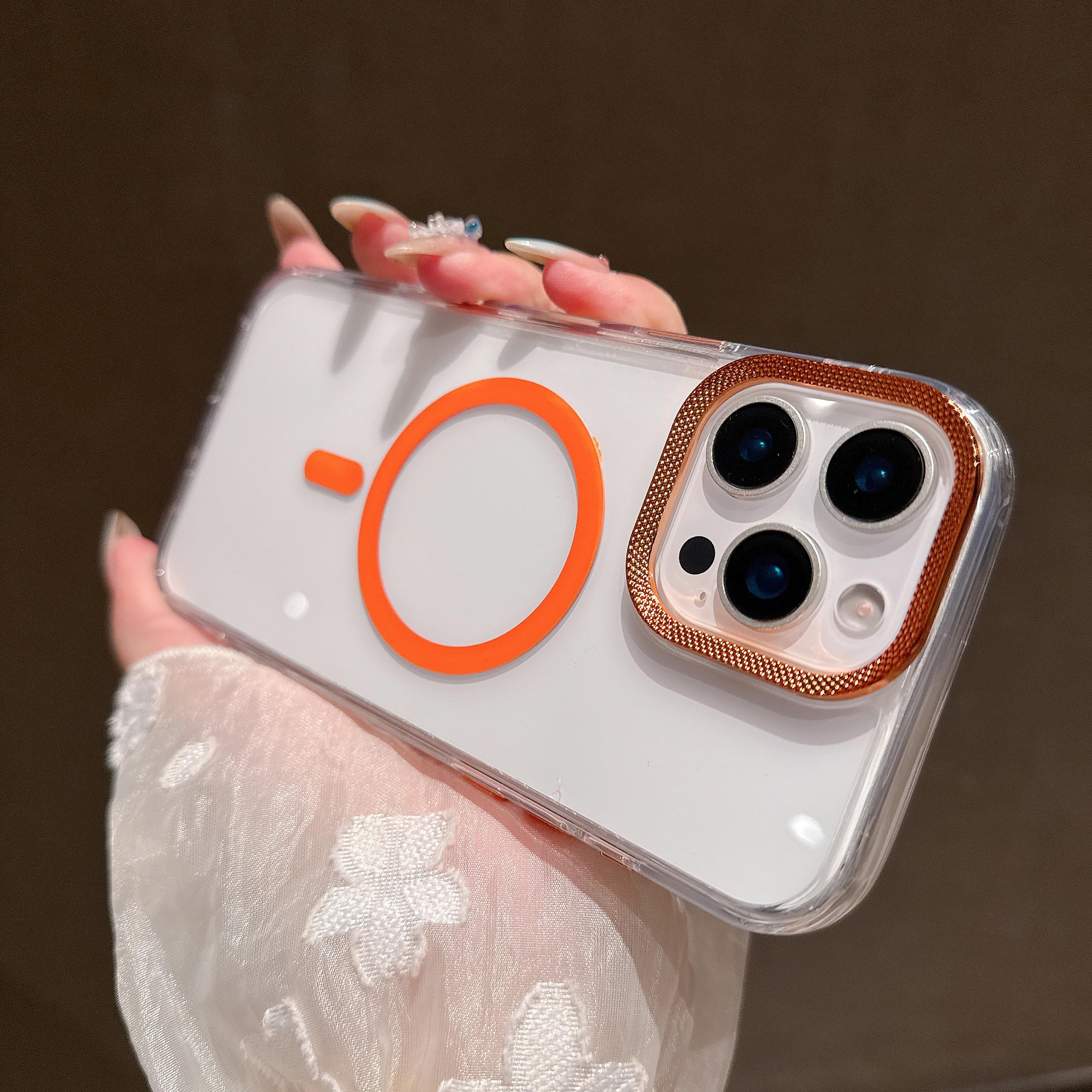 

Чохол для iPhone 16 Pro, сумісний з MagSafe, ПК + ТПУ, прозорий чохол для телефону з текстурою діаманта, рамка для камери B