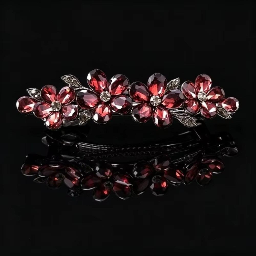 Rhinestone Spring Clip Hairpin Large Size Back of Head Half-tied Hairpin for Women