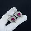 Amazing Kashmir Ruby Gemstone Earrings, 925 Sterling Silver Earring, Handmade Boho Silver Jewelry Dangle Earrings, Birthday Gift