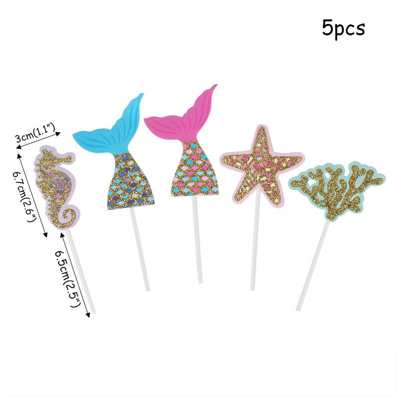 

Украшения для торта в виде русалки, мультфильмы, синий кит, осьминог, гиппокамп, краб, водоросли, рыба, украшения для торта на детский день рождения