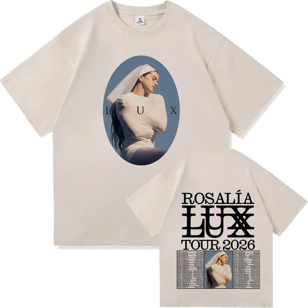 Rosalía Rosalia LUX Tour 2026 Tričko Bavlna Krátký Rukáv Volné Dámské Trička Unisex Streetwear Móda Zpěvačka Grafické Oblečení