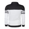 Men Autumn Coat Zipper Stand Collar Long Sleeves Contrast Colors Stretchy Hem Keep Warm Cardigan Color Matching Plush Plus Size Fall Coat for Daily
