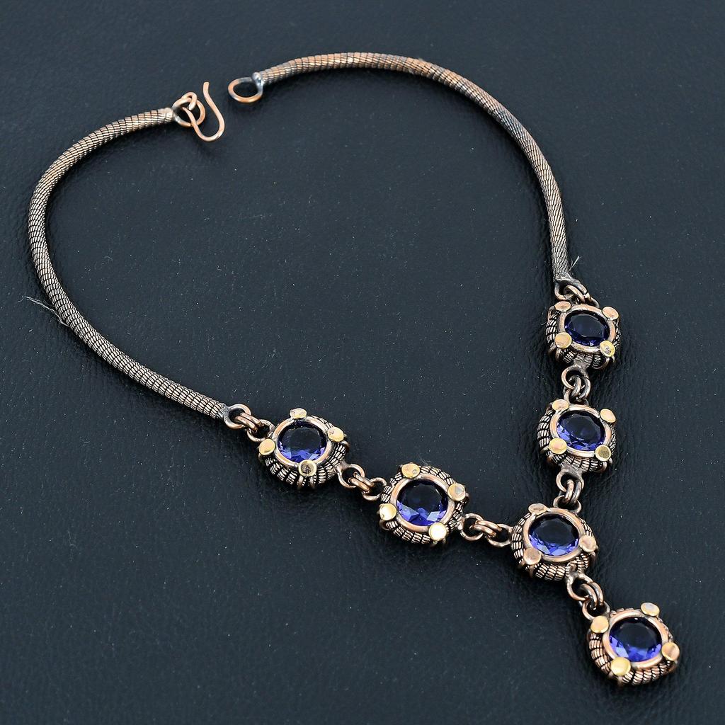 Amethyst Necklace Handmade Jewelry, 999 Copper Wire Wrapped Necklace Designer Gemstone Jewelry Adjustable Chain Necklace Gift For Mom