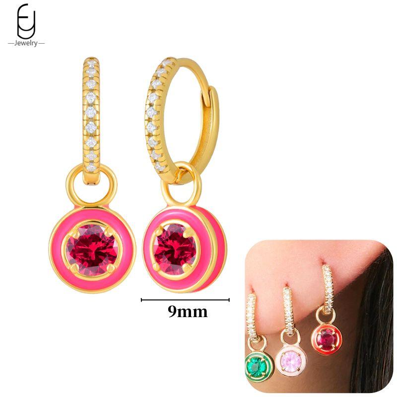 925 Silver Needle Cute Starfish/Shrimp Pendant Earrings Red Chili/ Star Enamel Gold Earrings For Women Fashion Jewelry