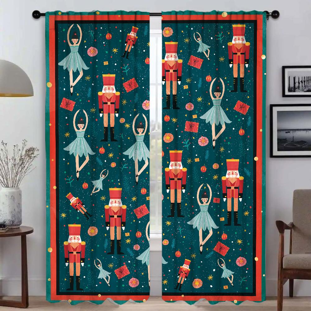 Dziadek do orzechów Zasłony do wnętrza domu do salonu Zasłona zaciemniająca do pokoju 2 panele Żaluzje Rolety Dekoracja na Halloween Parawan