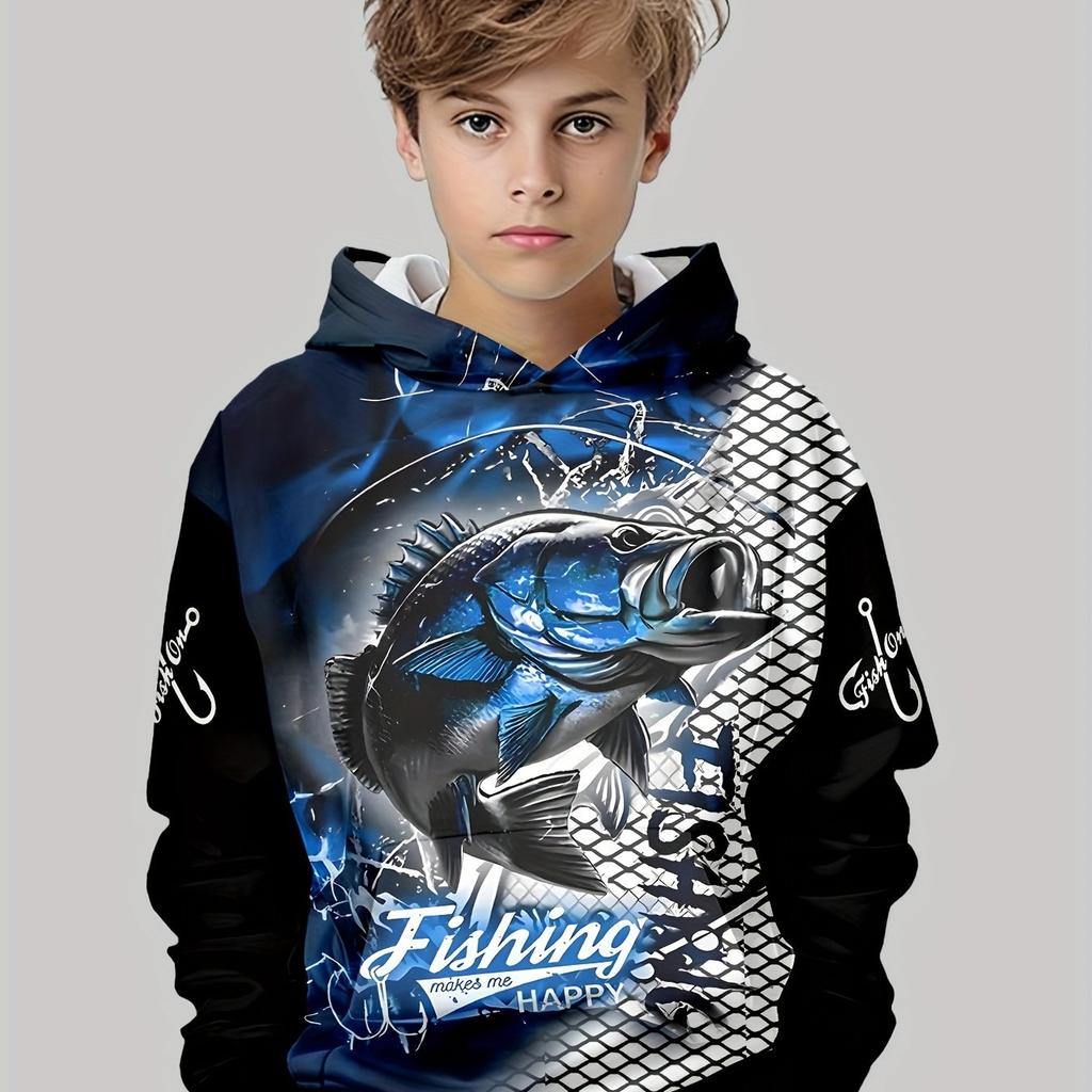 Spring Kids Clothes Boys Hoodies Long Sleeve Creative 3D Fish Print Children Clothes Casual Stylish Outdoor Girl Clothing