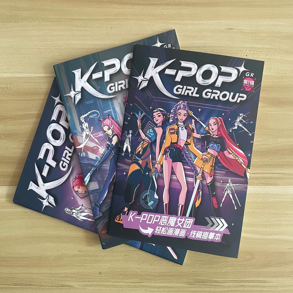 Kpop Vânătorii de Demoni Pictură de Urmărire Anime Desen Animat Desen Linii Schiță pentru Copii Carte de Colorat Cadouri de Sărbători pentru Copii