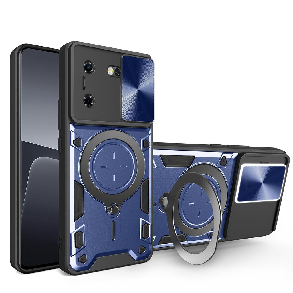 For TECNO Pova 5G Case Slide Camera Lid TPU+PC Phone Cover with Kickstand