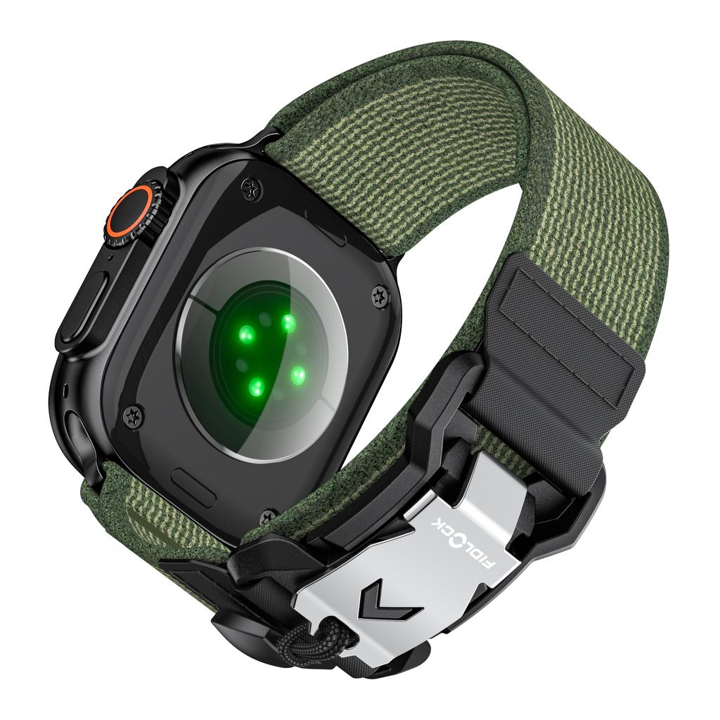 Uhrenarmband für Apple Watch Serie 10 Ultra 9 8 7 SE 6 5 4 3 2 1 46mm 49mm 45mm 44mm 42mm Nylonband mit Metall-FIDLOCK