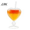 Fotogene Bar-Gläser Kreativer Herzförmiger Kelch mit Strohhalm, Personalisierter Glas-Wein-Saft-Fruchtgetränke-Strohhalmbecher, Herzförmiges Glas für