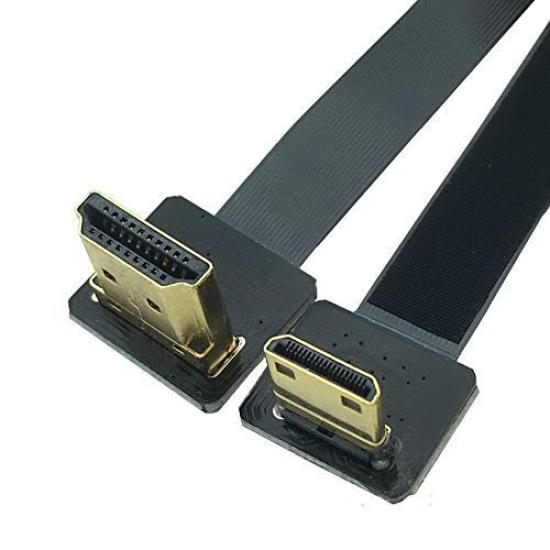 50cm Flat Cable for FPV HDTV Aerial 90 Degree Down Angle FPV Mini HDMI Male to 90 Degree Down Angle HDMI Male FPC Conversion Cable Multi-Camera