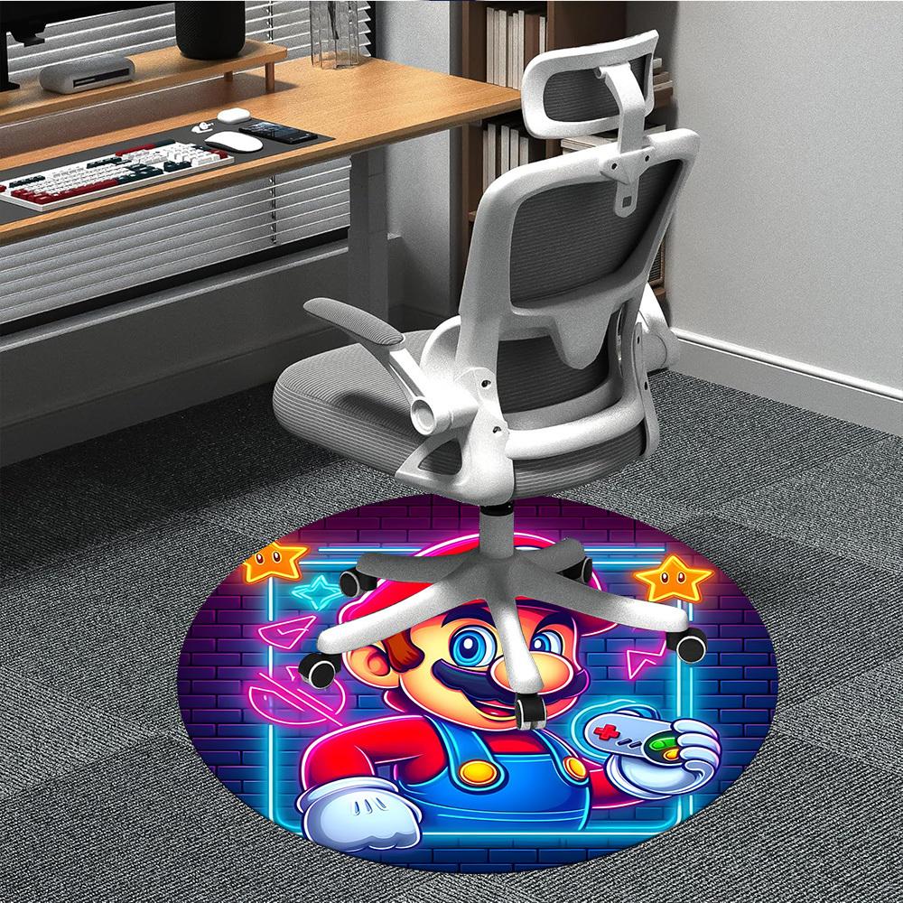 1pc Mario Gaming Office Round Area Rug, Indoor Mat Suitable For Office, Bedroom Living Room Home Decor, Room Deco,  Offic a0926224
