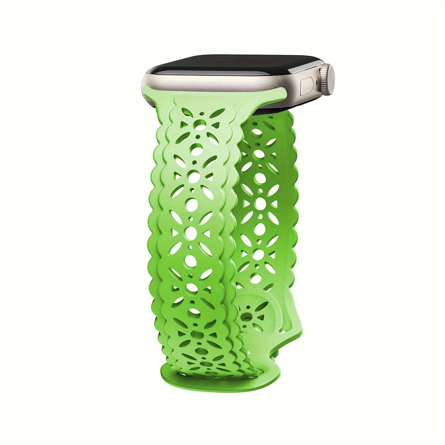 

Силиконовый ремешок с узором «снежинка» для Apple Watch 10 — мягкий двусторонний кружевной спортивный дышащий ремешок для iWatch10/9/8/7/6/5/4/3/2/1/Se/Ultra/Ultra2 49 мм 46mm for S10