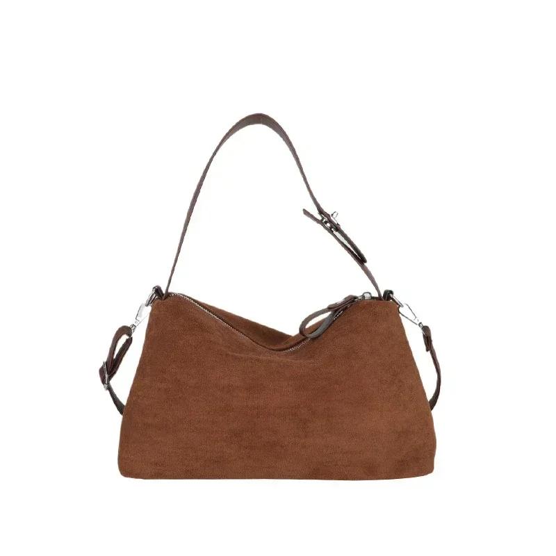 Retro dámské kabelky přes rameno, vysoce kvalitní zip, nová jednoduchost, módní semišové dámské crossbody kabelky