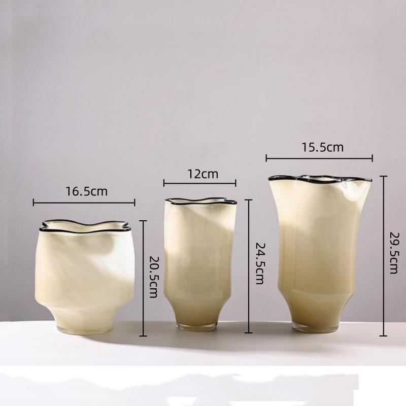 Black-edged Pleated Glass Vase Exposure Flower Arrangement Accessories Flower Vase Terrarium Home Decoration Accessories