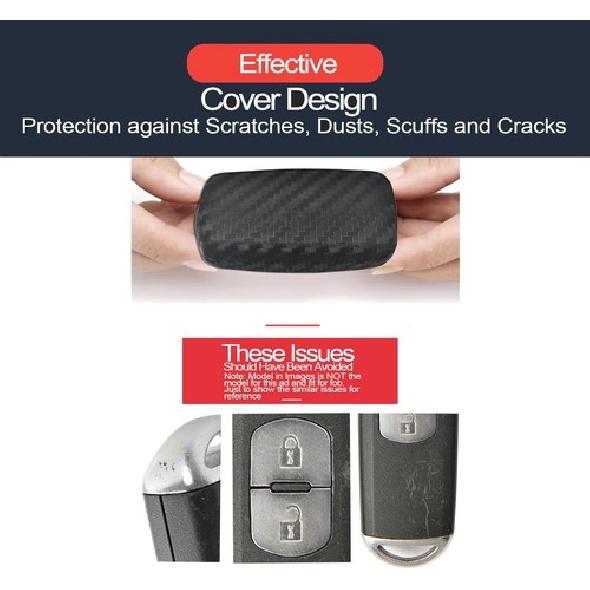 2pcs Key Fob Cover Case Key Chain 7 Buttons Smart Carbon -Carbon Fiber Black
