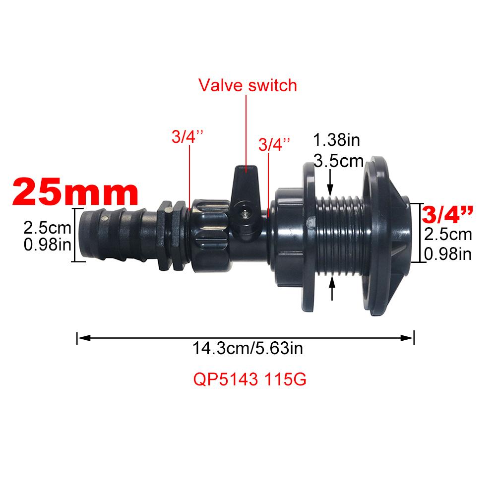 Water tank valve Pipe Joint 25mm 3/4'' Rainwater collection bucket faucet Water tank adapter Garden irrigation pipe joint