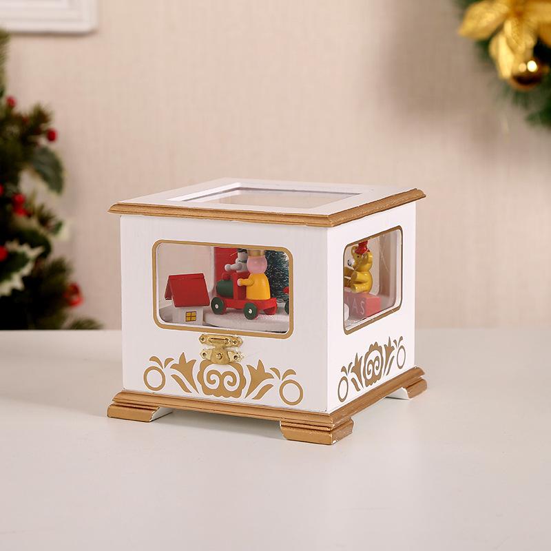 Hölzerne Weihnachtsbaum-Spieluhr-Dekoration für DIY-Fensterdekorationen