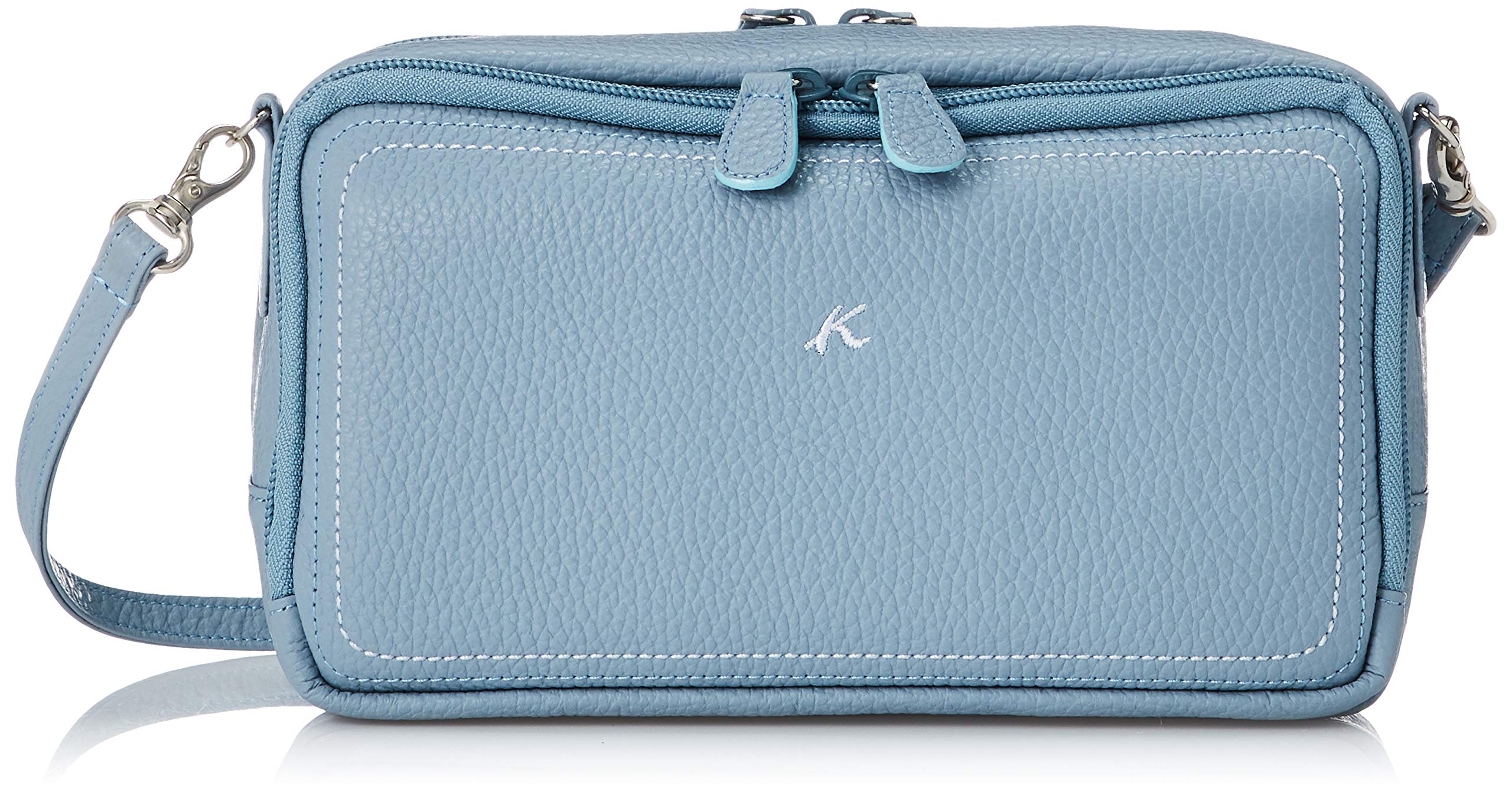 

Wallet Pochette with Removable Shoulder Strap ZH0378 Blue Stitch 84901 [Kitamura] Women s Gray/White