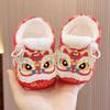 Tiger Head Baby Shoes: Red National Style, Velvet-Lined, Warm, Ideal for 100 Days to One Year Old