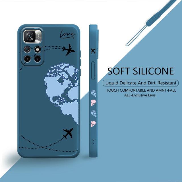 

Квадратный жидкий чехол для Xiaomi Redmi Note 11 11t 9 9s 8 10 Pro для Redmi 8 9t 9a 9c 10c синий розовый самолеты любви карта мира путешествия Redmi Note 9 Pro 5G