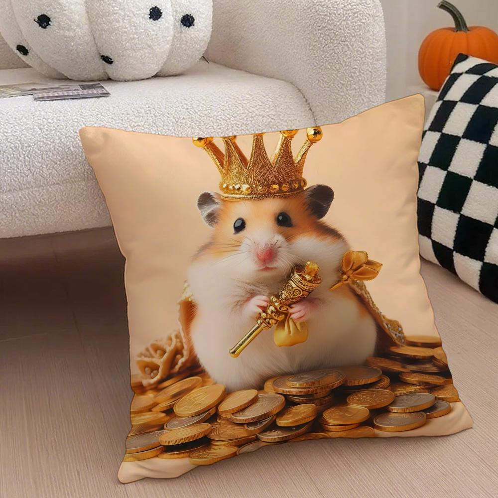 Hilarious Funny Hamster Meme Cute Art Cushion Cover Throw Pillow Cover Hidden Button Durable Polyester Chair Cushion