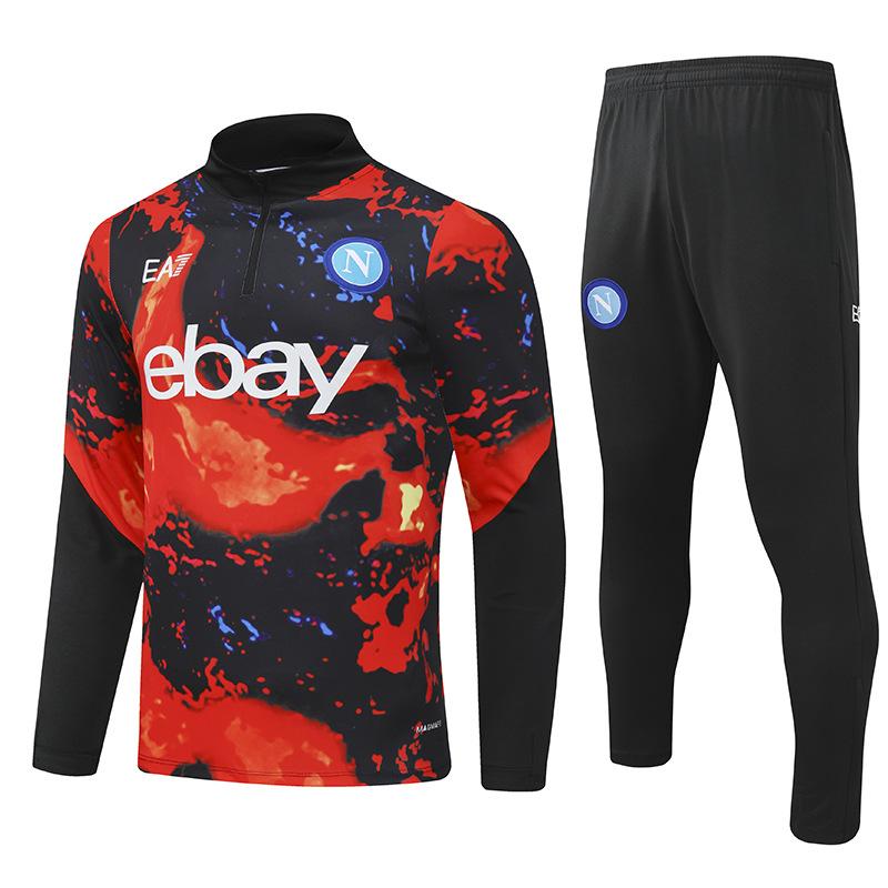 2324 Königliches Madrid Sonderedition Langarm Fußball-Trikot-Set Herren Herbst- und Winter-Wettkampf-Trainings-Trikot-Set Anzug mit halbem Reißverschluss