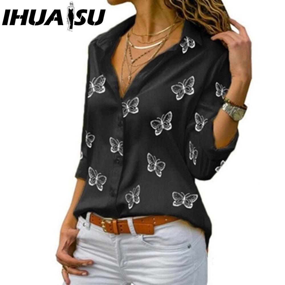 IHUASU Women's Fashion Casual  Long Sleeve POLO Neck Blouses & Shirts