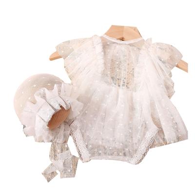0-1M Baby Girls Photography Props Lace Dress Jumpsuit Mesh Hat Newborns Photo Props Photoshooting Hat & Romper Costume