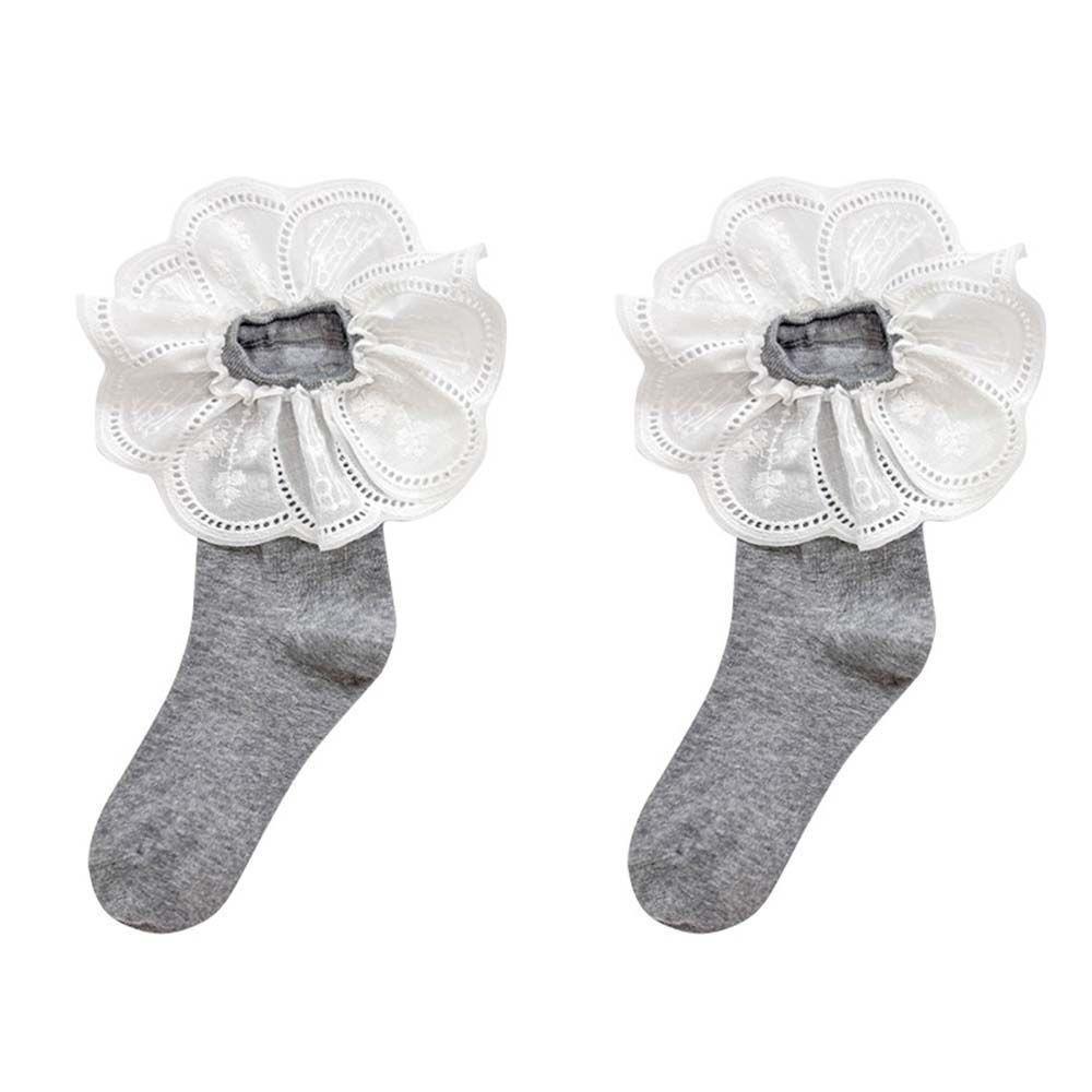 White Embroidered Ruffle Socks Mid Tube Women Hosiery Sweat-absorbing Short Sock  Lady