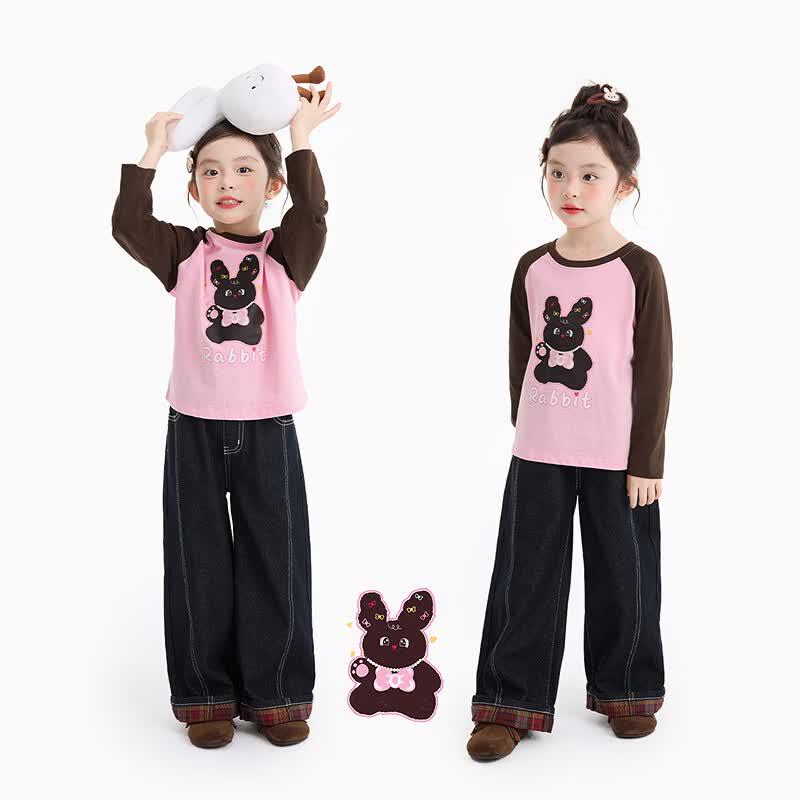 Girls' Rolled Hem Loose Straight Leg Denim Pants