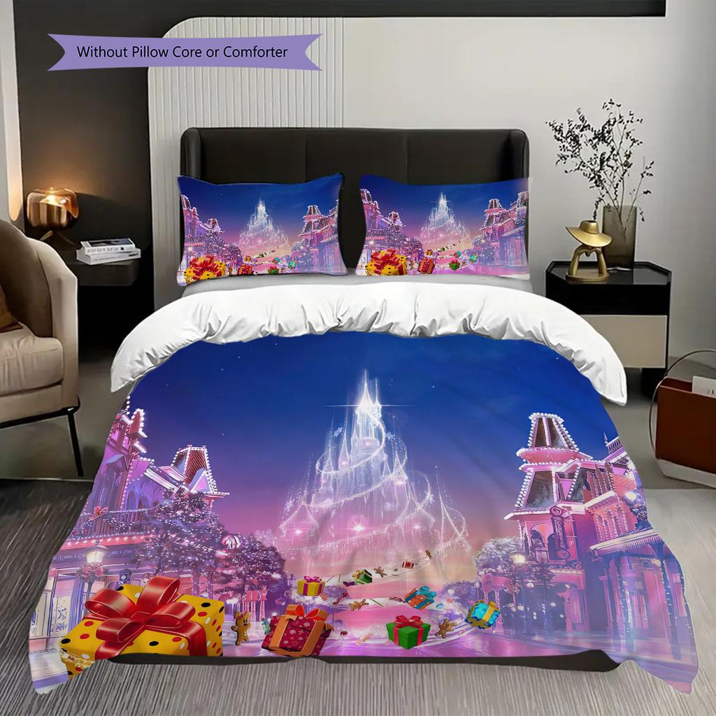 1PC Christmas theme pattern Bedding Quilt Set Quilt Cover Pillowcase Home Decoration Birthday Gift (1 * duvet cover + 2 * pillowcase, without core)