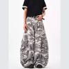 New American retro camouflage tooling wide-leg pants men's and women's loose trousers casual scimitar jeans