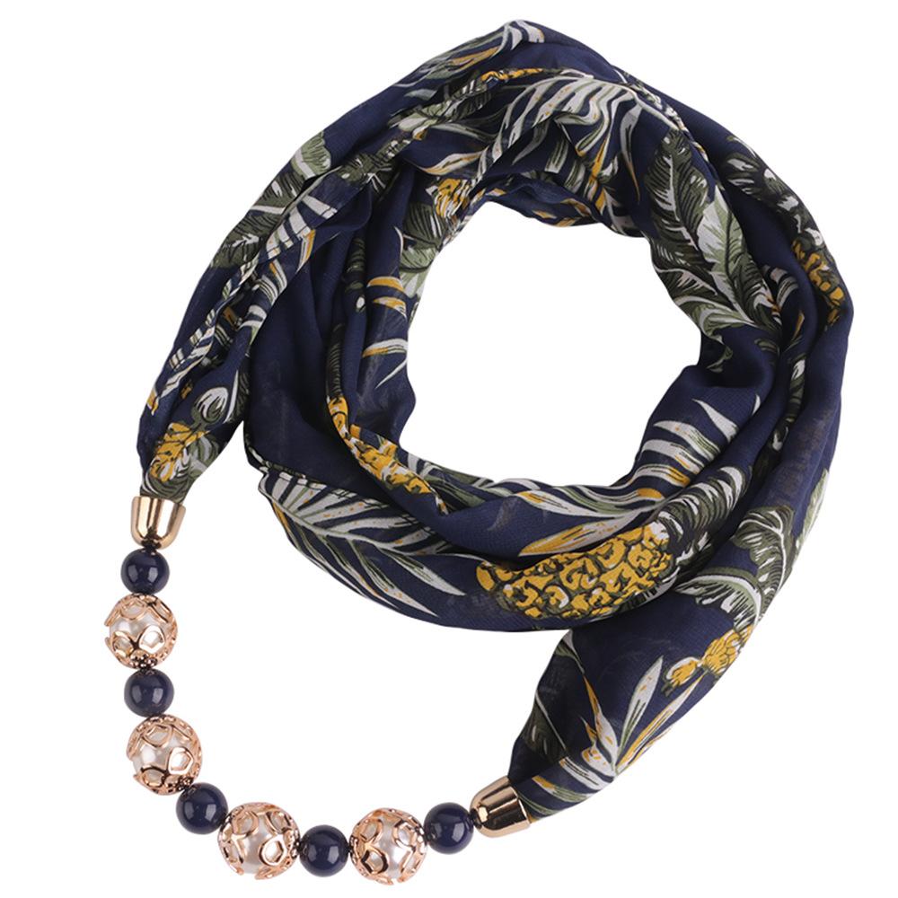 Chiffon Scarf Spring and Summer Women's Pearl Necklace Pendant Scarf Rainbow Scarf Clothing Accessories Scarf