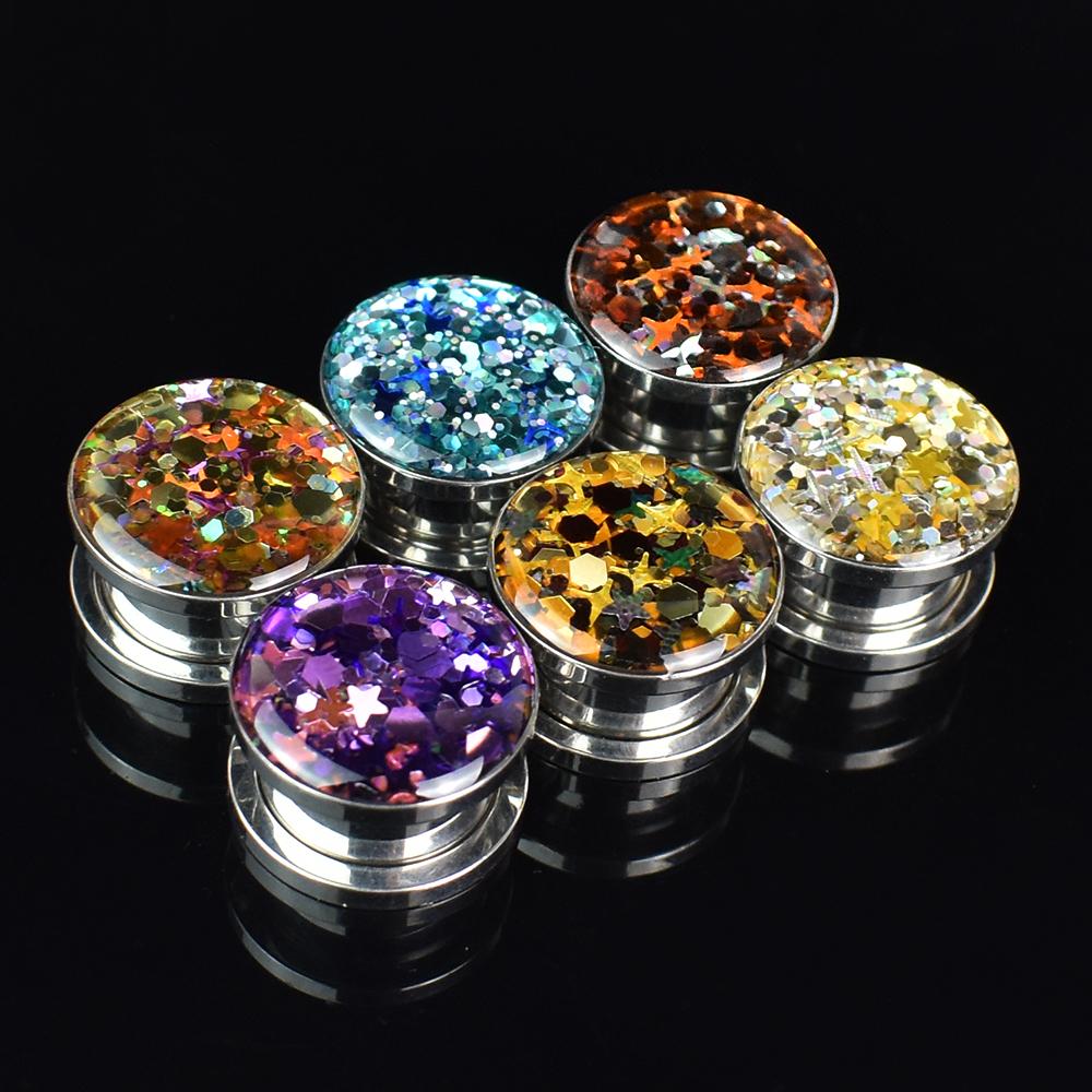 3-40mm Twinkle Ear Gauges Plugs and Tunnels Screw Fit Ear Stretcher Expander Body Jewelry