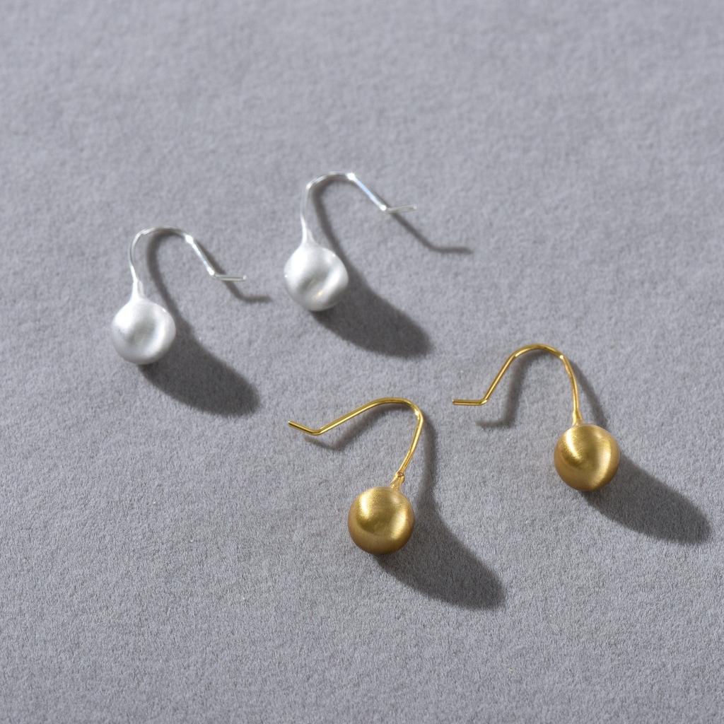 Simple Geometric Water Drop Hand Brushed Hanging Stud Earrings, High-End Design, Light Luxury Temperament Earrings For Women