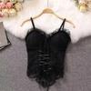 New fashionable and sexy slim fit small suspender lace vest women's strap waist design fishbone Spice Girl short inner fit