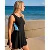 Charmleaks Womens One Piece Swim Dress Athletic Swimsuits Modest Bathing Suit Zip Up Swimdress