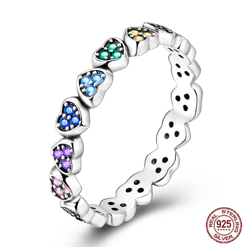 New Rings For Women 100% 925 Silver Star Moon Colorful Zircon Rings Fine Wedding Engagement Birthday Jewelry Gifts