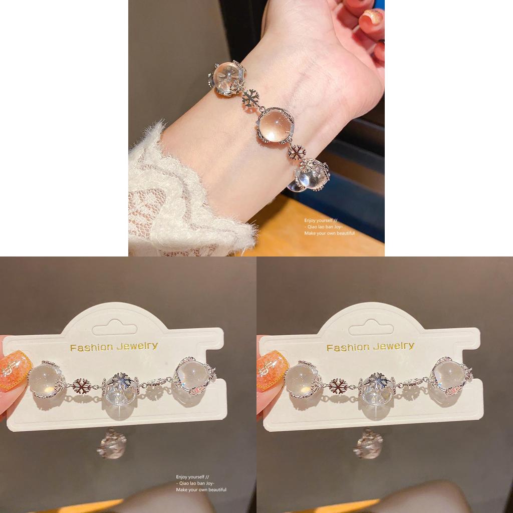 Snowflake Glass Beaded Bracelet With Electroplated Finish For Elegant Women Gift