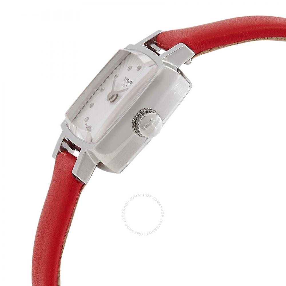 Tissot Lovely Square Valentines Quartz Diamond Silver Dial Ladies Watch T0581091603600