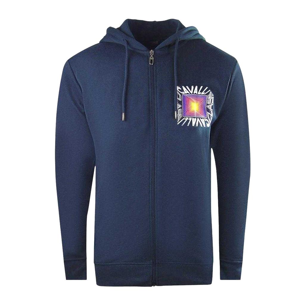 Cavalli Class Mens Asymmetric Box Full Zip Hoodie