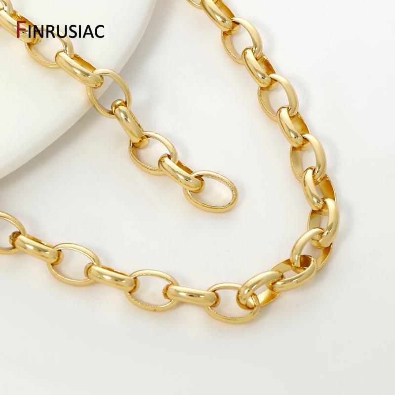 18K Gold Plated Brass Oval Chain for Jewelry Making,7*10mm Large Heavy Chunky Chain For DIY Necklace Bracelet Making Findings