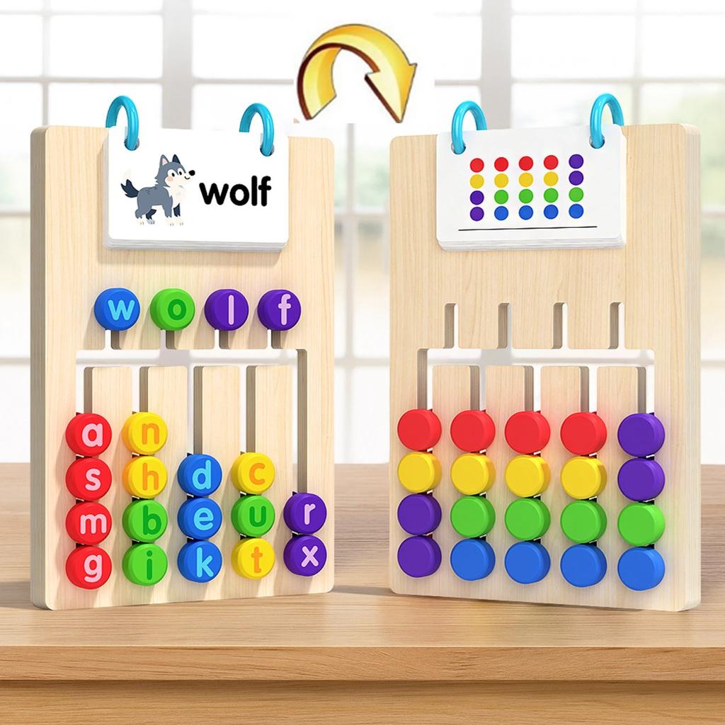 Baby Color Math Toy Double Side Color Matching Spell Words Children Early Educational Wooden Toy Baby Monterssori Preschool Toy