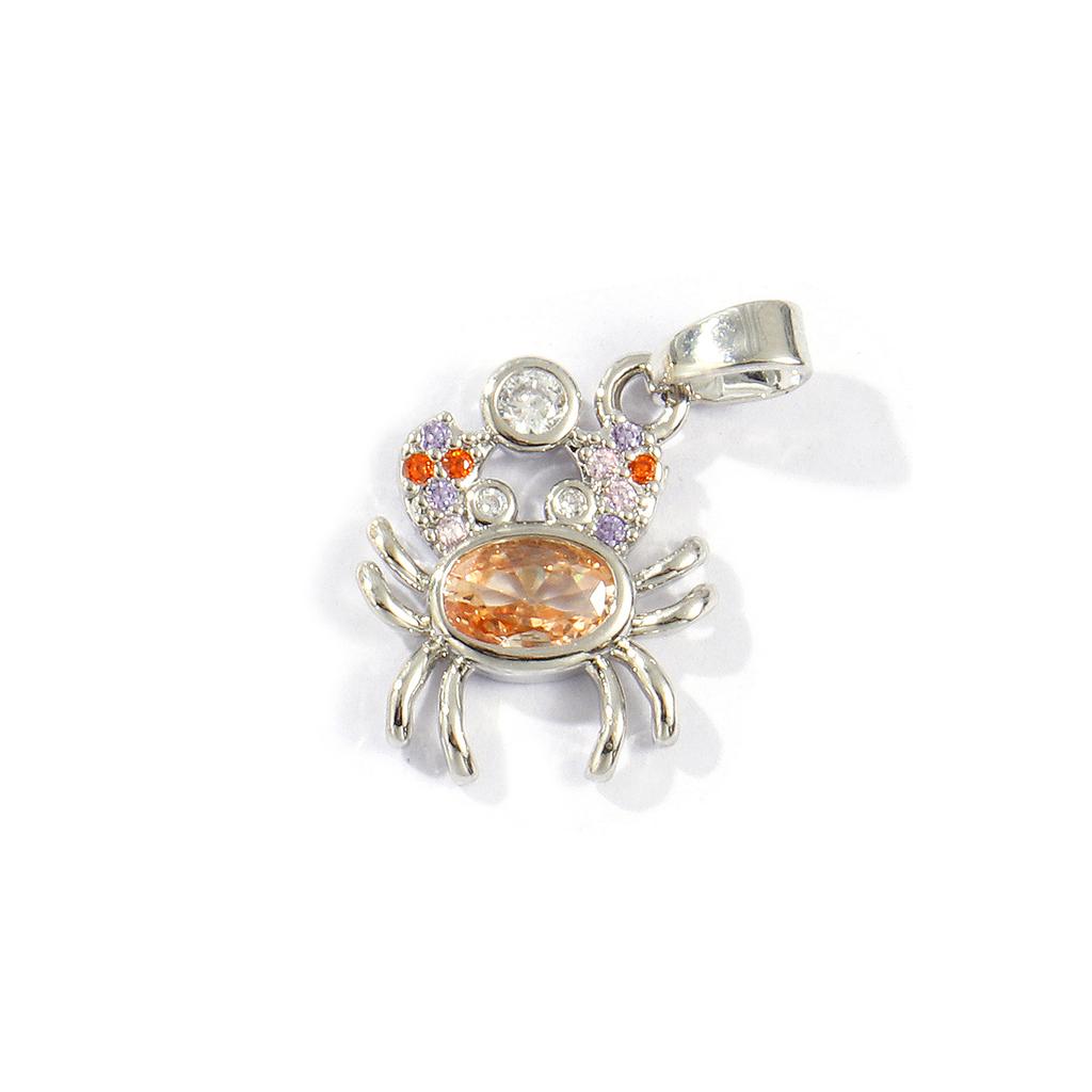 2 PCs Brass Ocean Jewelry Charms Gold Plated Clear Cubic Zirconia Crab Lobster Pendants For DIY Necklace Jewelry Making Findings