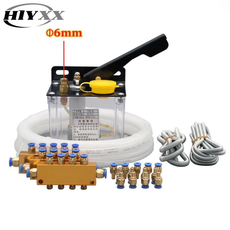 CNC Manual Lubrication Oil Pump Kit Oil Outlet 4mm 6mm TZ-5 Lubrication Pump for CNC Engraving Router
