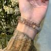 Handmade Smoke Purple Bodhi Double Loop Bracelet, Cat's Eye Stone, Forest Style Unisex Jewelry, Travel Souvenir
