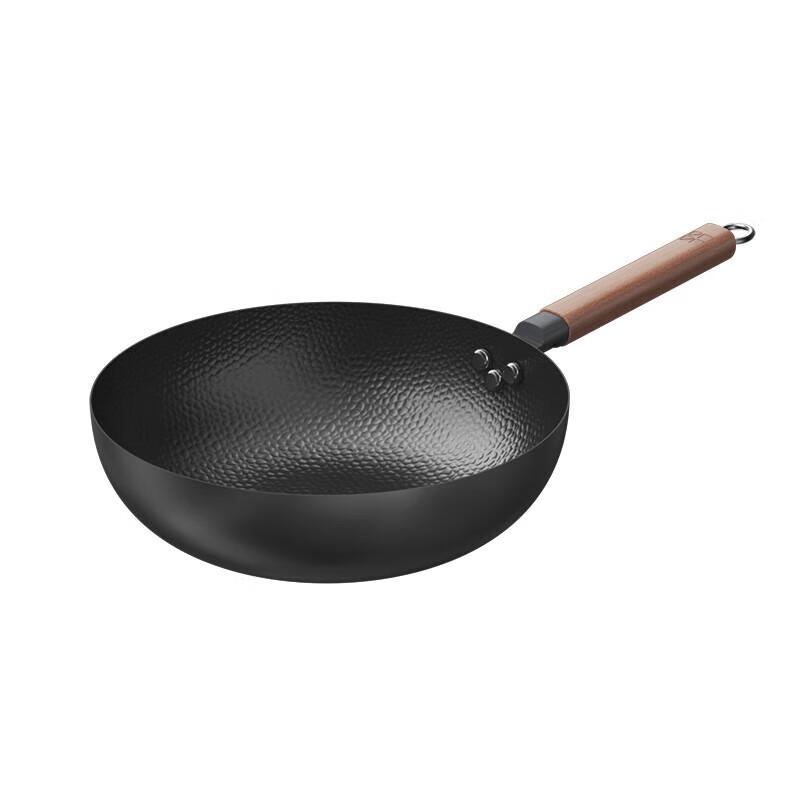 Sanhe 32cm Nitrided Hammered Pure Iron Wok